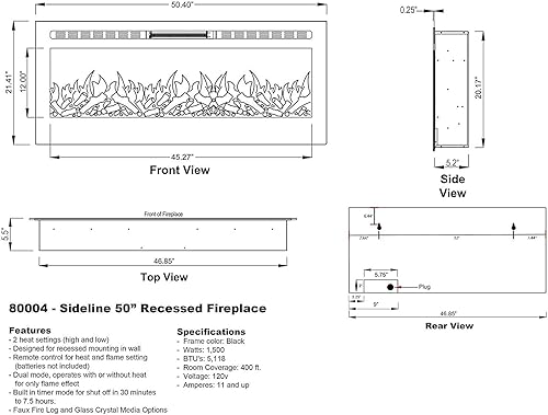 Miniatura 10 de Touchstone Sideline - Chimenea eléctrica empotrable