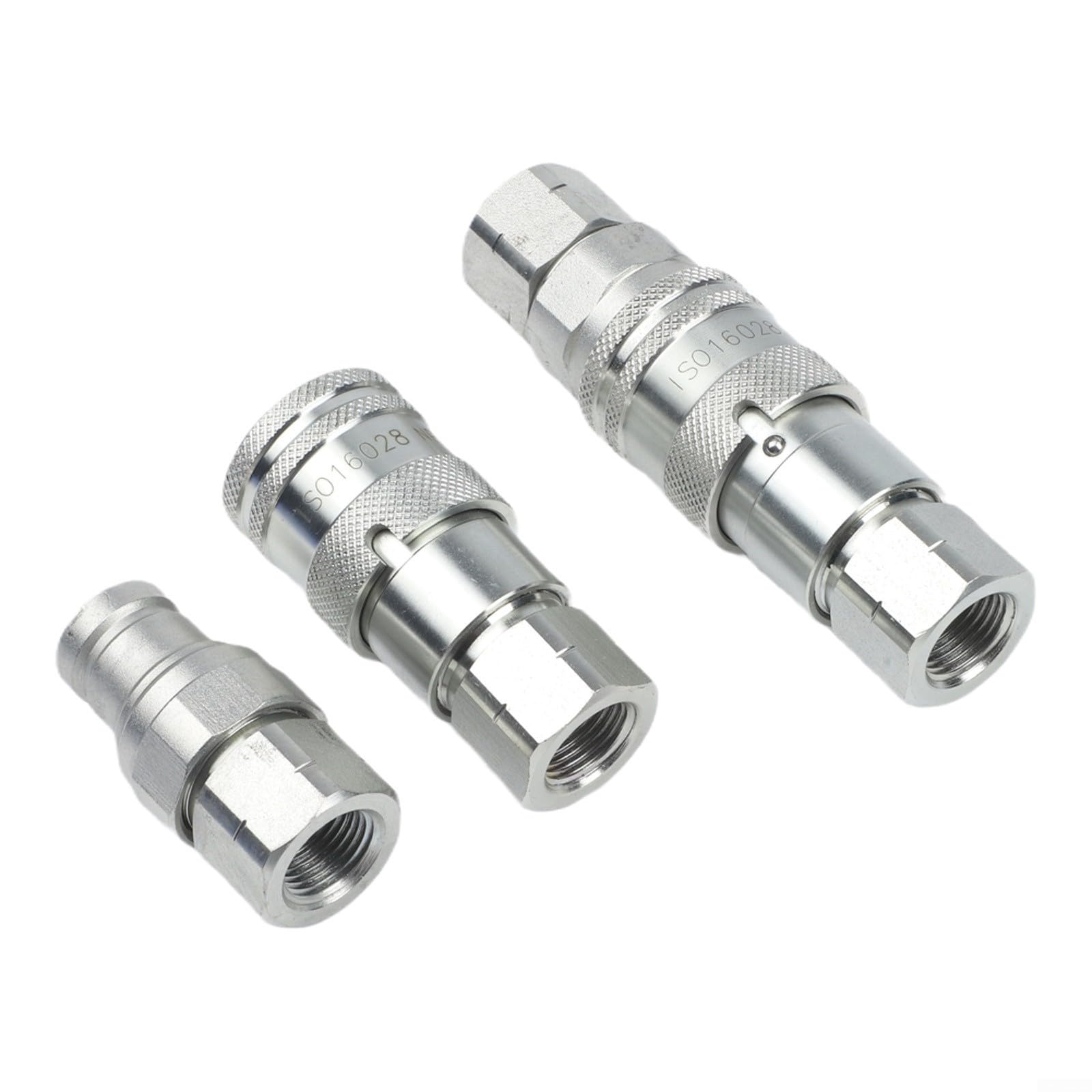 Hydraulikkupplung, flache Oberfläche, ISO 16028, Schnellverbindungs-Set, 2 Sets NPT-Gewindefitting, für Kompaktlader, Traktor, Hochdruck-Kohlenstoffstahladapter (NPT3/8)