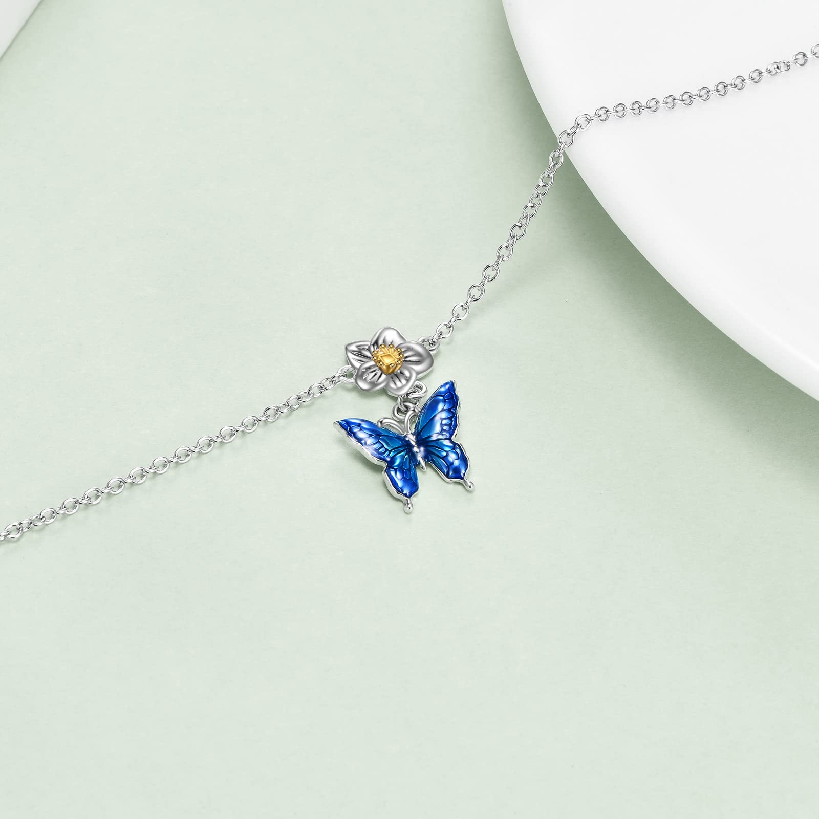 YAFEINI Cavigliere di Libellula Gioielli Regali per le Donne Ragazze Cavigliere di Fiori di Libellula in Argento Sterling Cavigliere a Catena con Catena di Estensione da 2,5 Pollici
