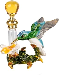 4ml Glass Perfume Bottle with Decorative Hummingbird Figurine - Refillable Bottles Fragrance Container for Women - Gift for Girls