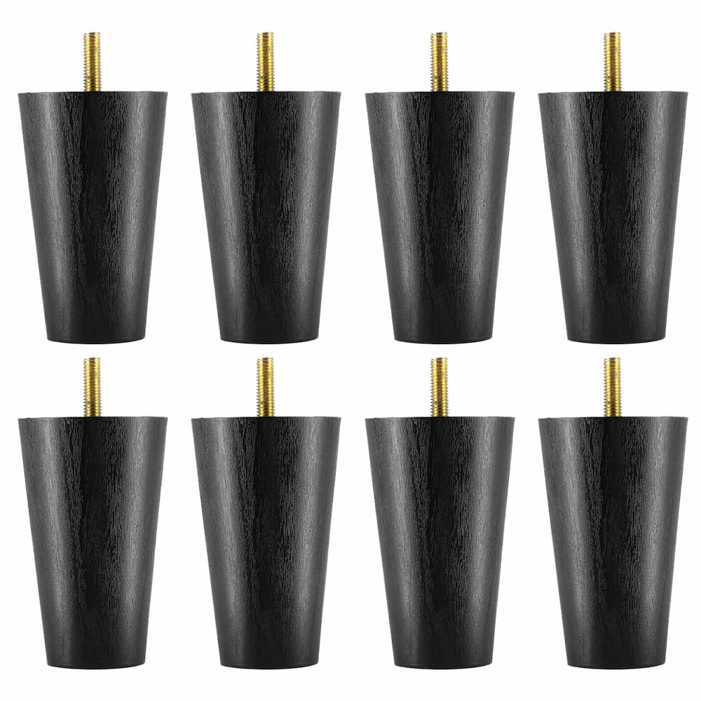 BE-TOOL 8Pcs Furniture Feet, Furniture Legs Plastic Cabinet Feet with Screw-in Screw Durable Round Sofa Legs for Cupboard, Sofa, Chair and Bed (6cm*4cm*10cm)