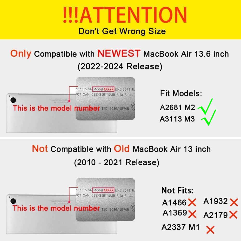 4 in 1 Custodia per Macbook Air M2 M3 M4 13,6 Pollici A2681 A3113 A3240, 2025 2024 2022 con Touch ID, Plastica Case Cover Rigida & Pellicola Tastiera & Proteggi Schermo, Piante da Fiore
