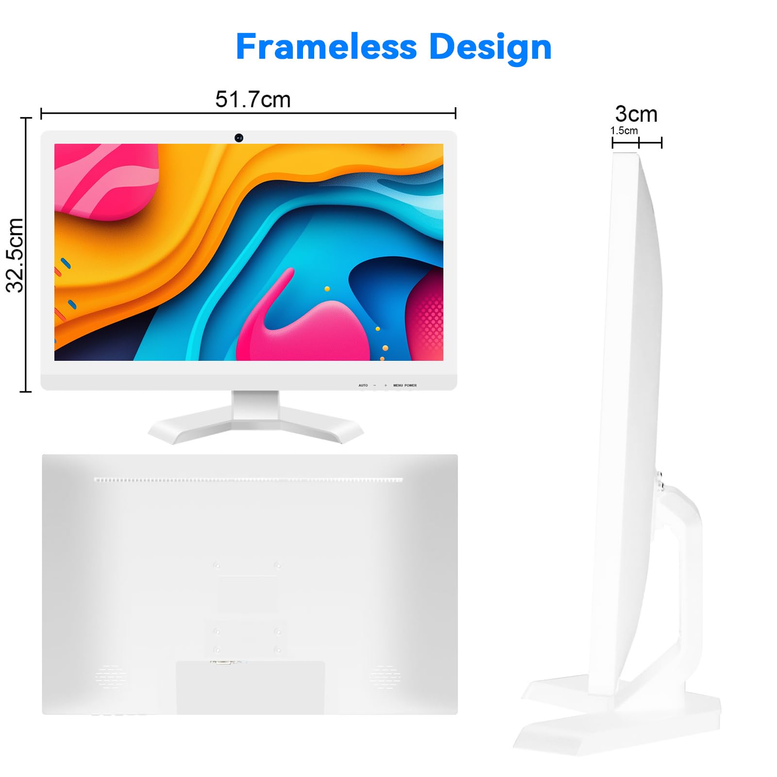 22 inch Touch Screen Monitor with Webcam FHD 1920x1080P Computer Monitor FreeSync HDR HDMI Ports Eye Care Frameless VESA Mount — view 6