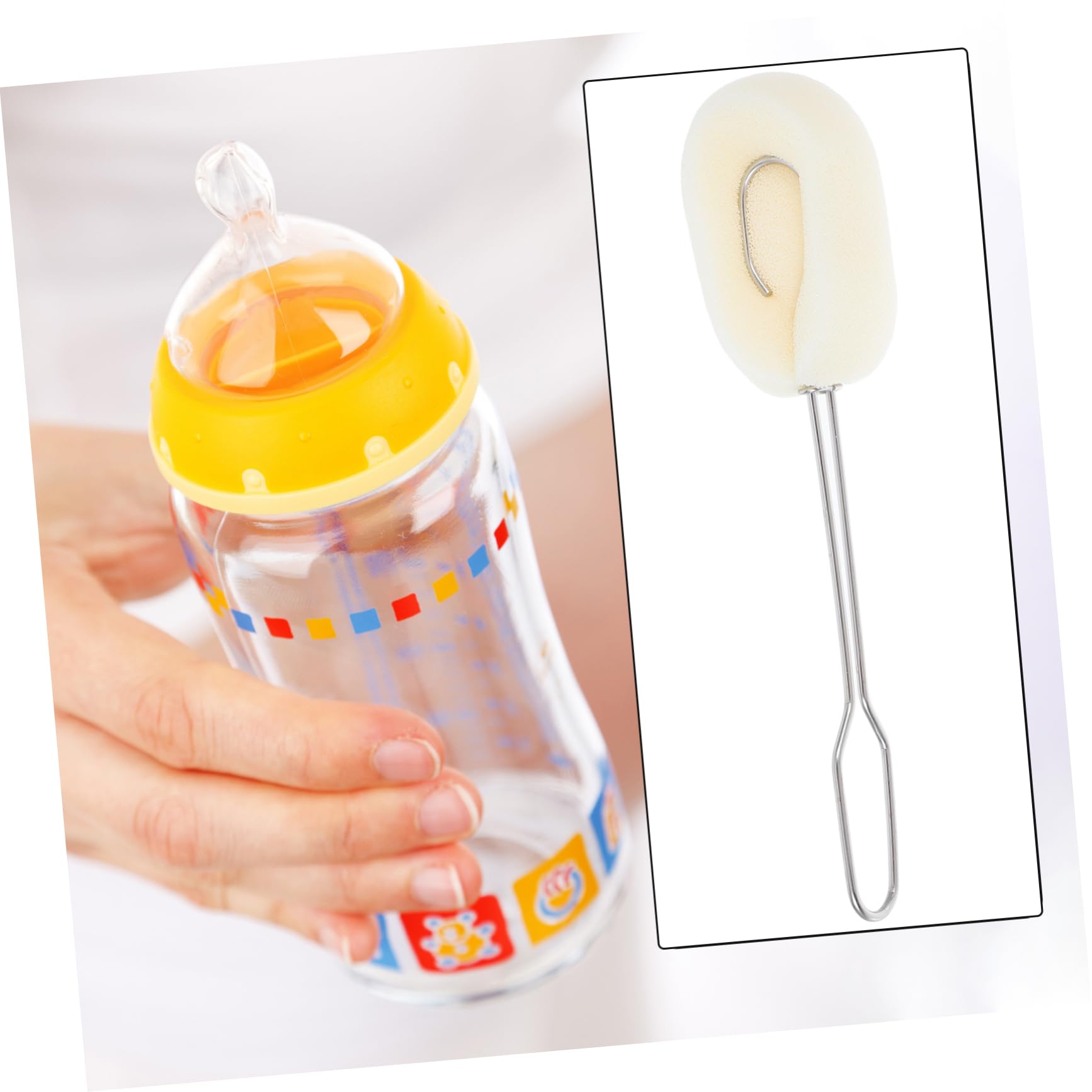 Homoyoyo Lot de 2 Goupillons pour Biberons et Gobelets, Manche en Acier Inoxydable, Tête Souple en Pu, Cuisine