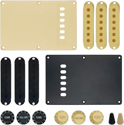 findTop Juego de 2 juegos de guitarra, tapa de punta de interruptor, para montaje de guitarra eléctrica (negro y amarillo)