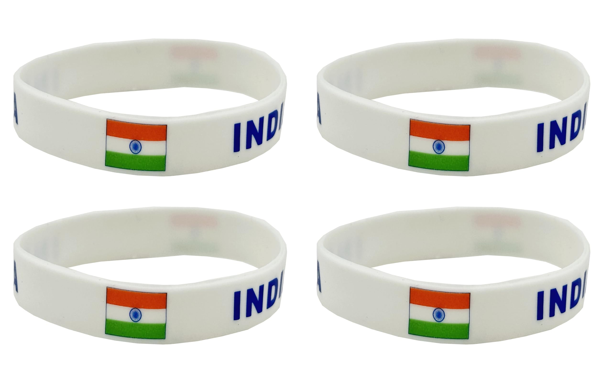 4 Pcs India Indians Country Flag Rubber Bracelets, National Flag Silicone Bracelet, Rubber Wristbands Patriotic Decorations Gift