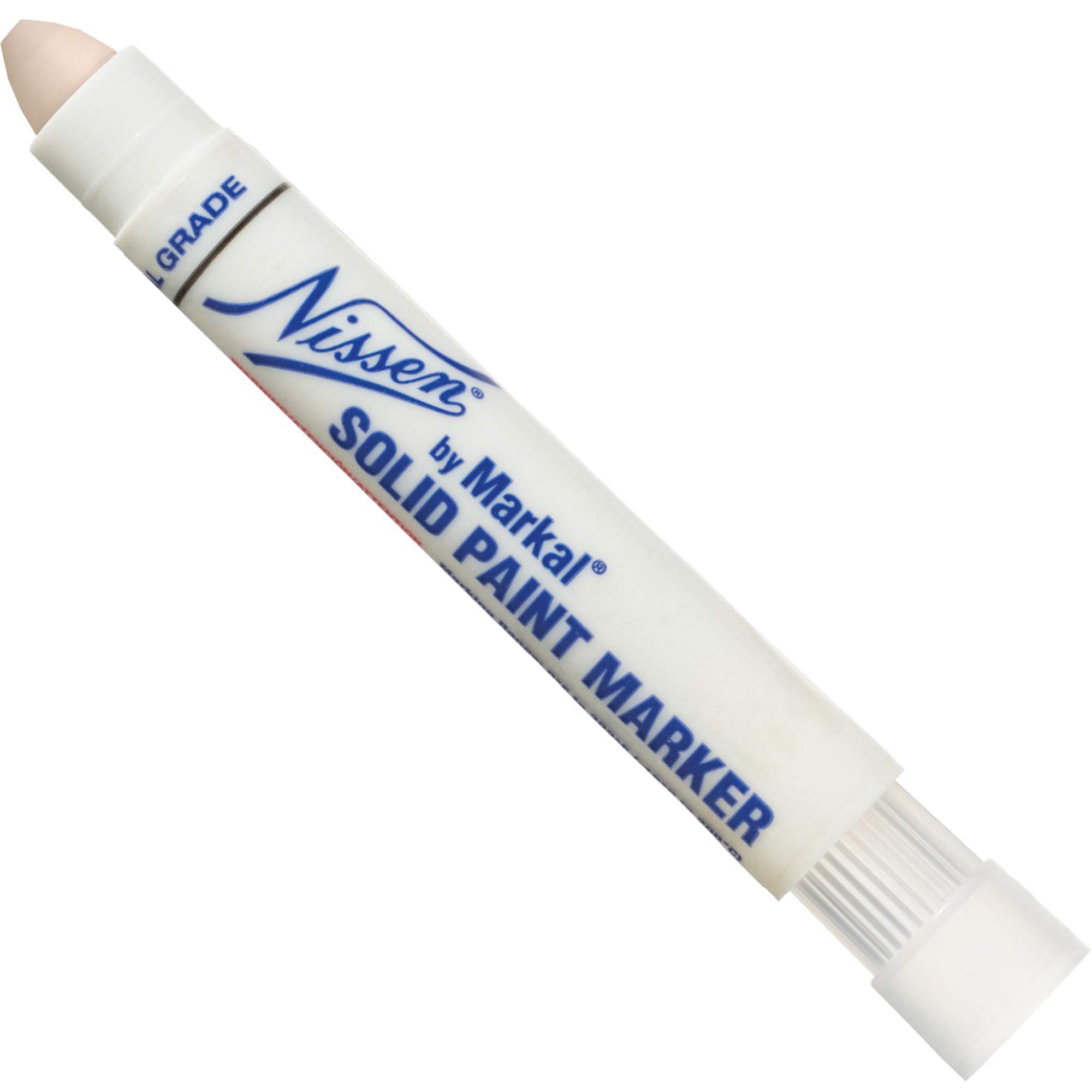 Markal 28770 Quik Stik+ Oily Surface Mini Marker, White Color, Marks Through Oily & Wet Surfaces, Dries in Less Than One Minute. The Mini Size Durable Barrel Utilizes Easy Grip Airtight Clip Cap