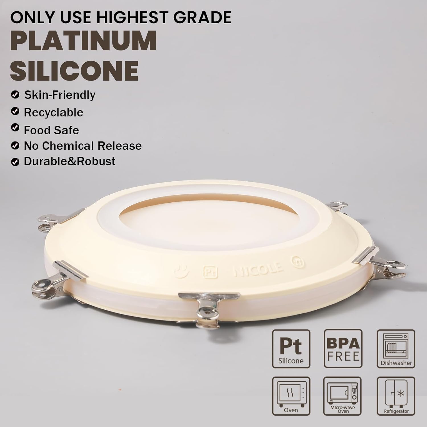 BOOWAN NICOLE Large Round Epoxy Resin Tray Silicone Molds, Cement Concrete Storage Tray Mould for Handmade DIY Desktop Decoration