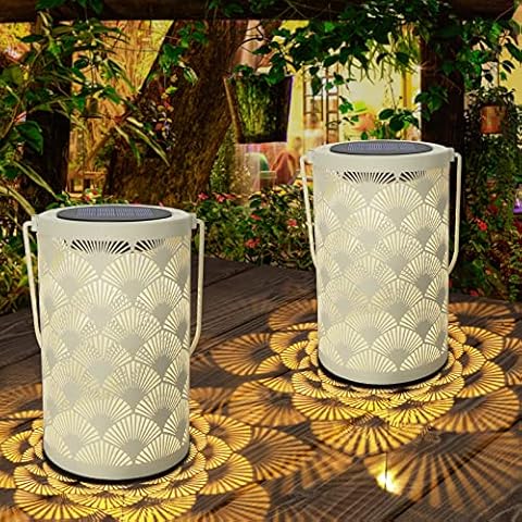 Solar Lantern Light for Decor - Deaunbr Outdoor Tabletop Lanterns Waterproof Lamp Hanging Garden Lantern Lights with Handle Decorations for Patio, Backyard, Pathway, Yard Tree, Garden -2 Pack Cover
