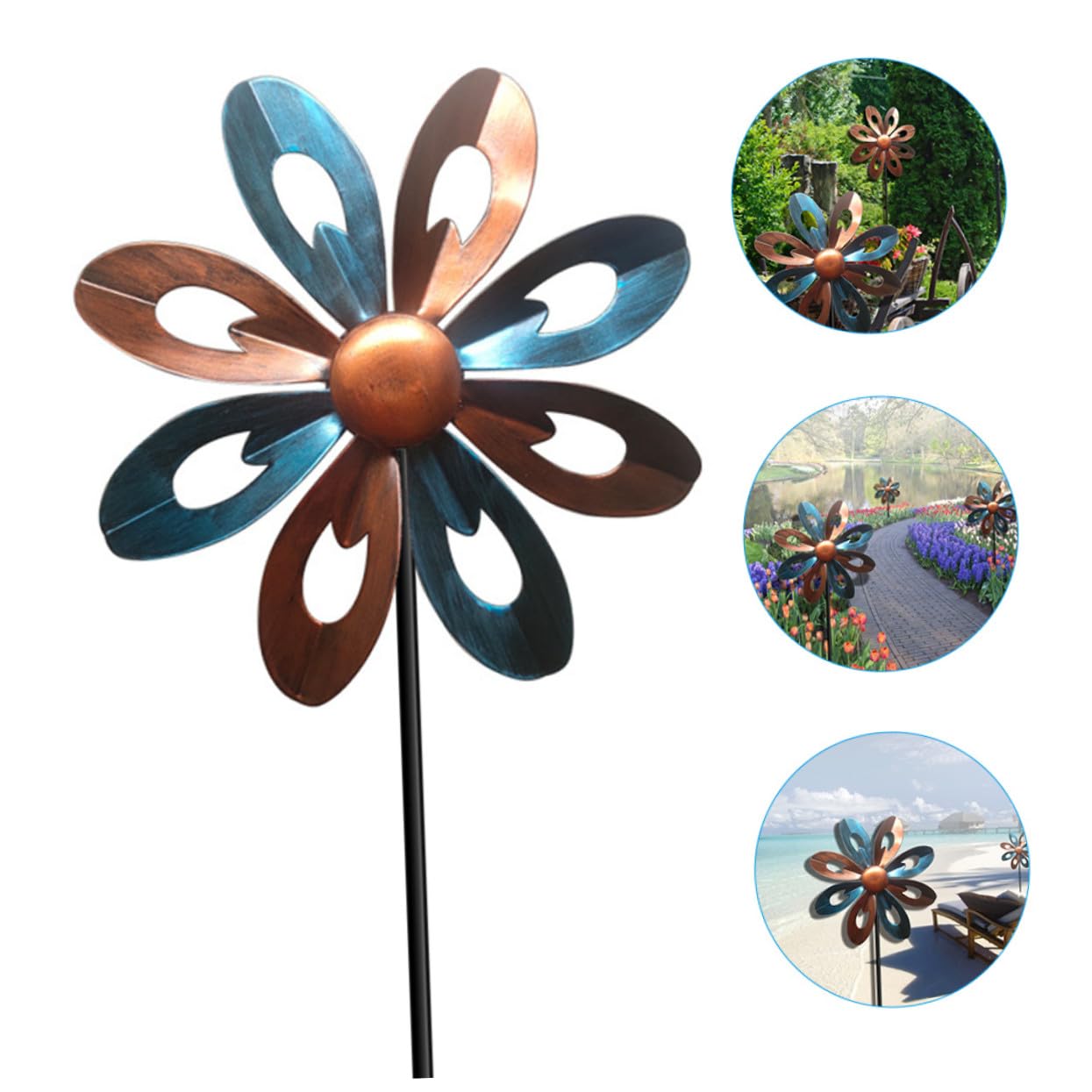 SHINEOFI Girandola Vento in Ferro per Decorazione Giardino Esterno, Facile da Usare Design Unico e Rotazione Automatica al Vento per Cortile e Prato