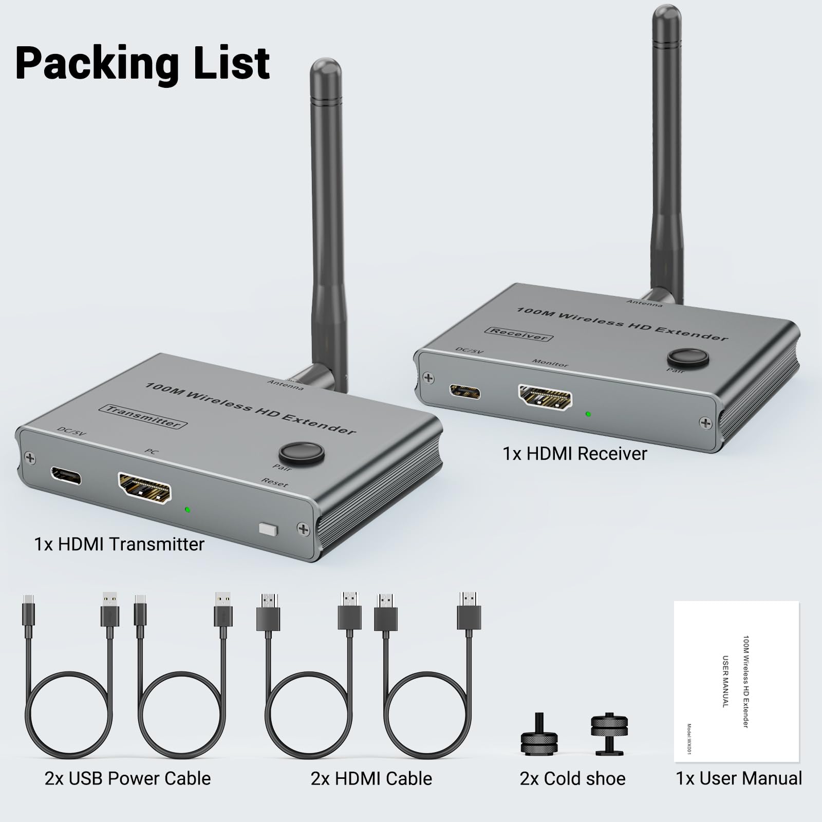 Wireless HDMI Transmitter and Receiver 4K, 328FT/100M HDMI Wireless funkübertragung 1080P@60Hz, sender & receiver streaming überträgt Video/Audio von Laptops, PC, Kameras to TV, Projektoren