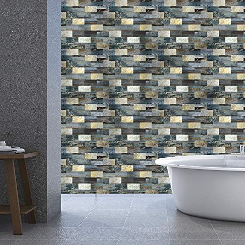 Ymmxge Peel And Stick Backsplash Pvc Metal Subwaytile， Self-Adhesive Wood Grain Wall Sticker Easy Diy Stick On Kitchen Bathroom Walls (5, Metal Light Yellow + Dark Green Wood Grain) #TOP3