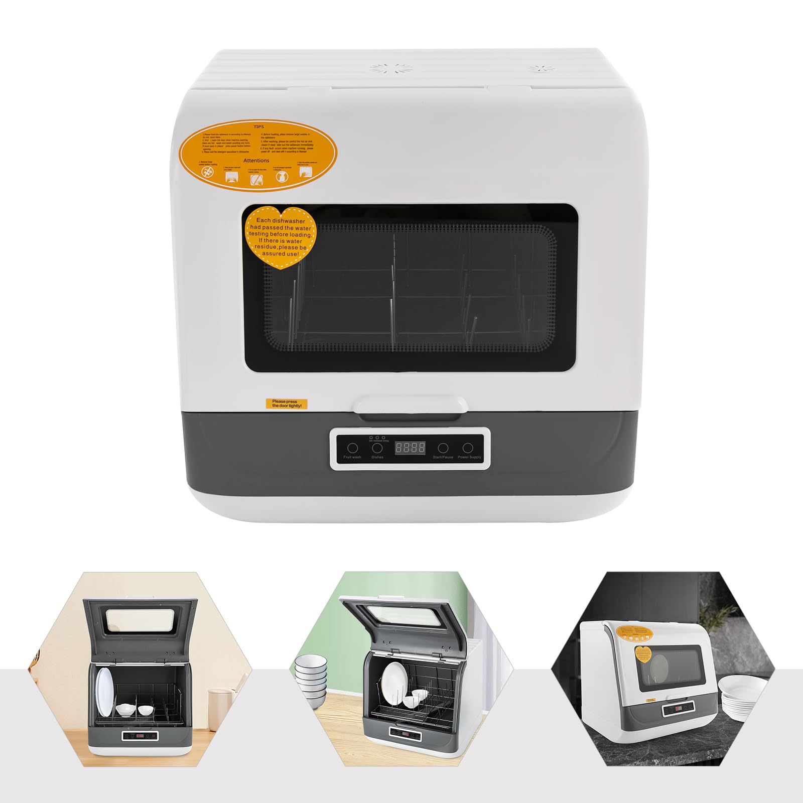 Lavastoviglie da tavolo per 4-6 coperti, compatta, 3 programmi, lavaggio a spruzzo a 360°, controllo touch, per appartamento, camper, campeggio