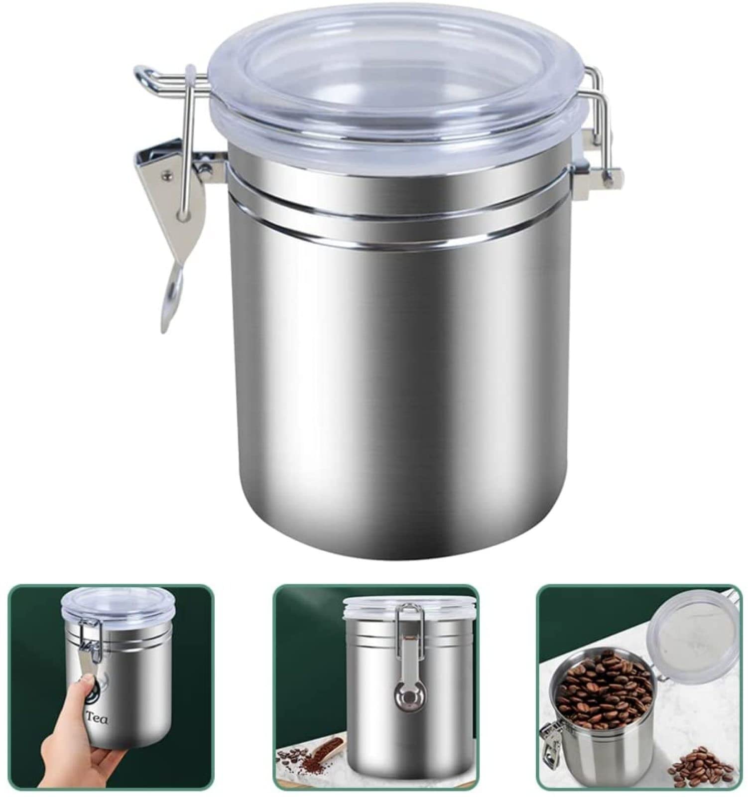 Boîte à Café Hermétique Récipient de Stockage de Grains de Café en Acier Inoxydable Conteneurs de Stockage Des Aliments Bocaux Boîtes pour Haricots Moulus Farine de Thé Sucre