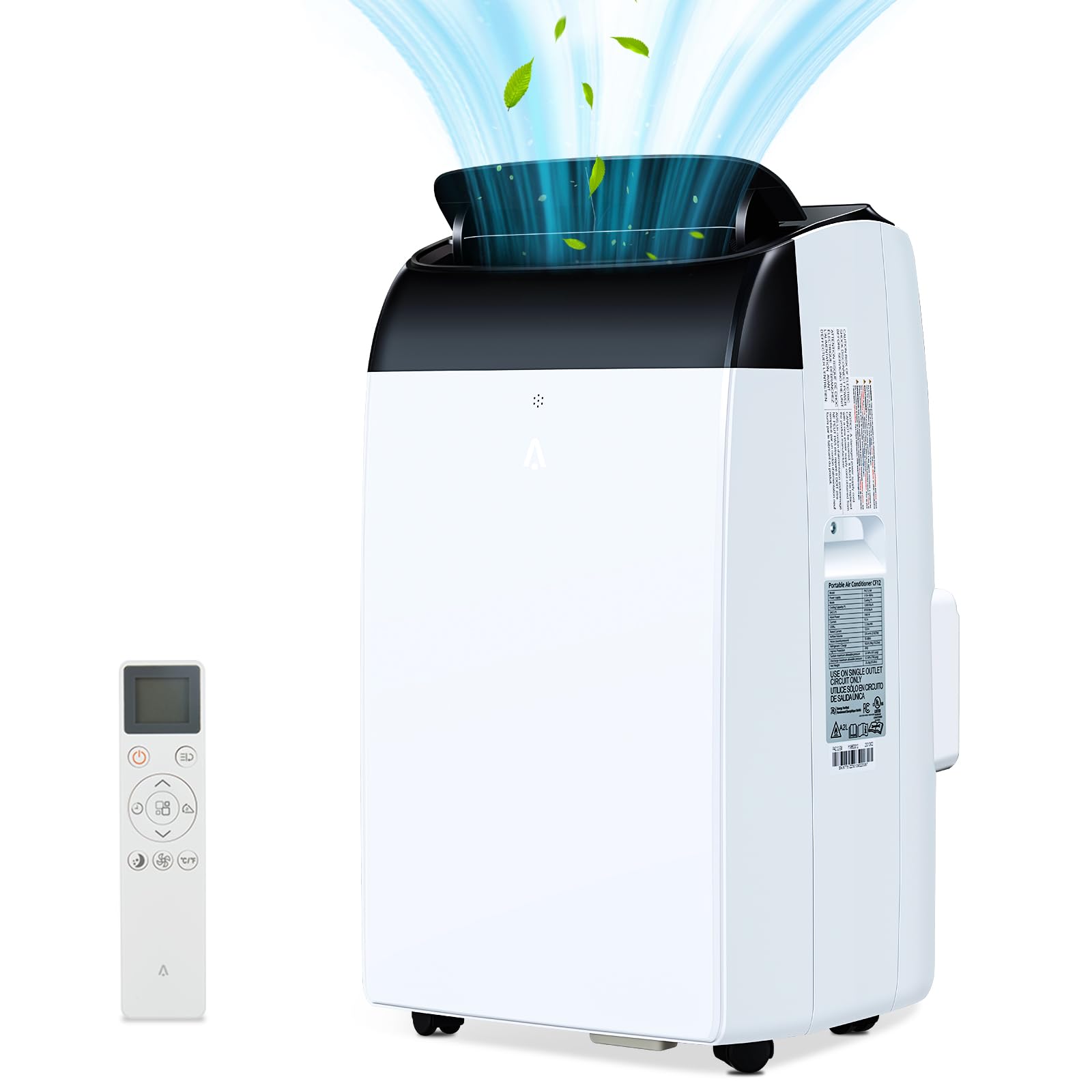 12,000 BTU Small Air Conditioner with Built-In Dehumidifier Portable AC  Unit for Rooms Up to 550 Sq Ft Remote Control, Window Mount Exhaust Kit