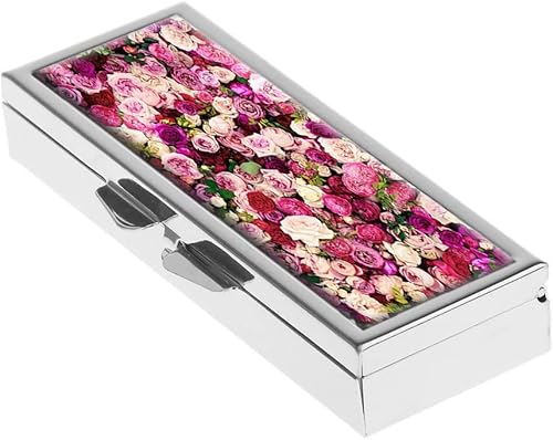 Miniatura 2 de Coloful - Pastillero con patrón de flores para bolso o pastillero de bolsillo, cajas decorativas, caja de regalo, organizador de pastillas para viaje