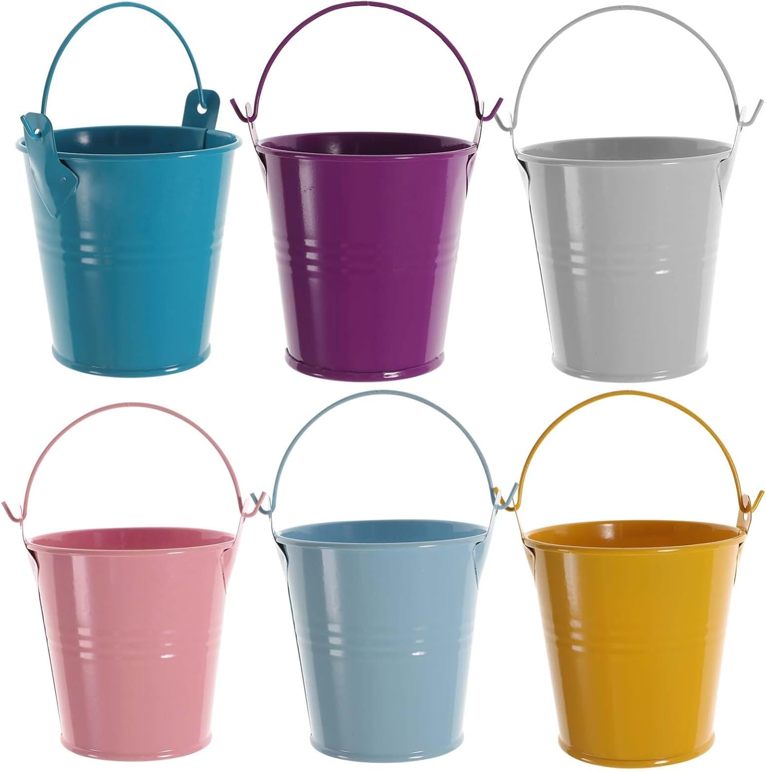 Toddmomy 6pcs Mini Metal Buckets for Party Favors Popcorn Holders and Decorative Containers Small Lightweight Tinplate Buckets with Handles Lake
