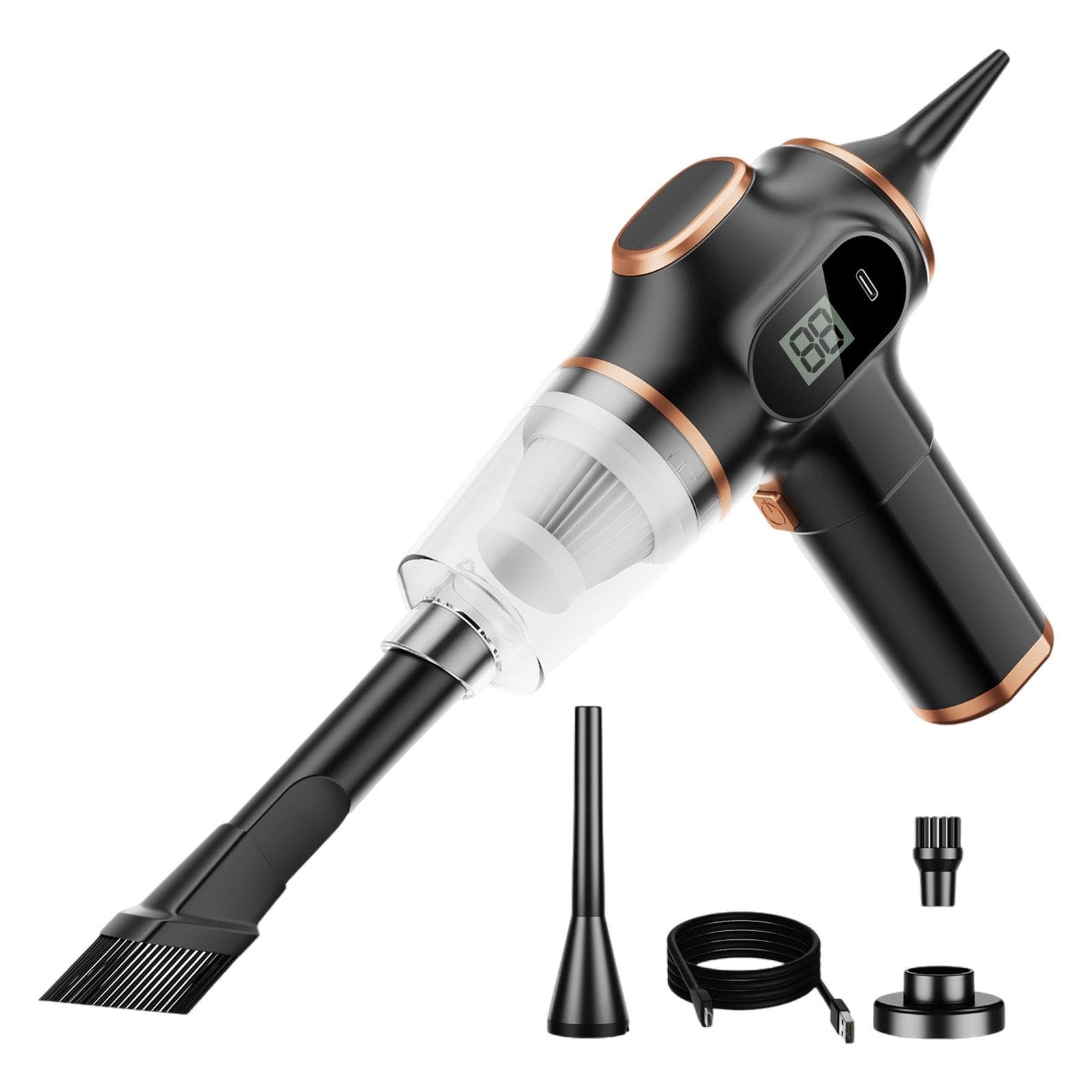 Fenteer Aspiradora de Mano, Potente Limpiador de Autos, Aspiradora Inalámbrica Mini Duster, Filtro único Negro