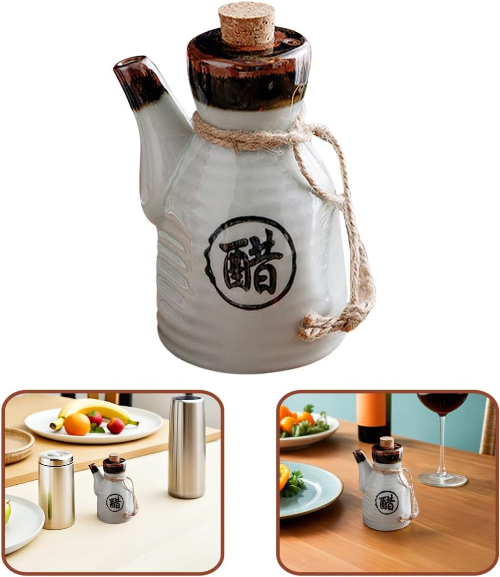 HANABASS Ceramic Oil Dispenser 7 Oz Japanese Style 3.54 x 2.75 x 4.91 Inch