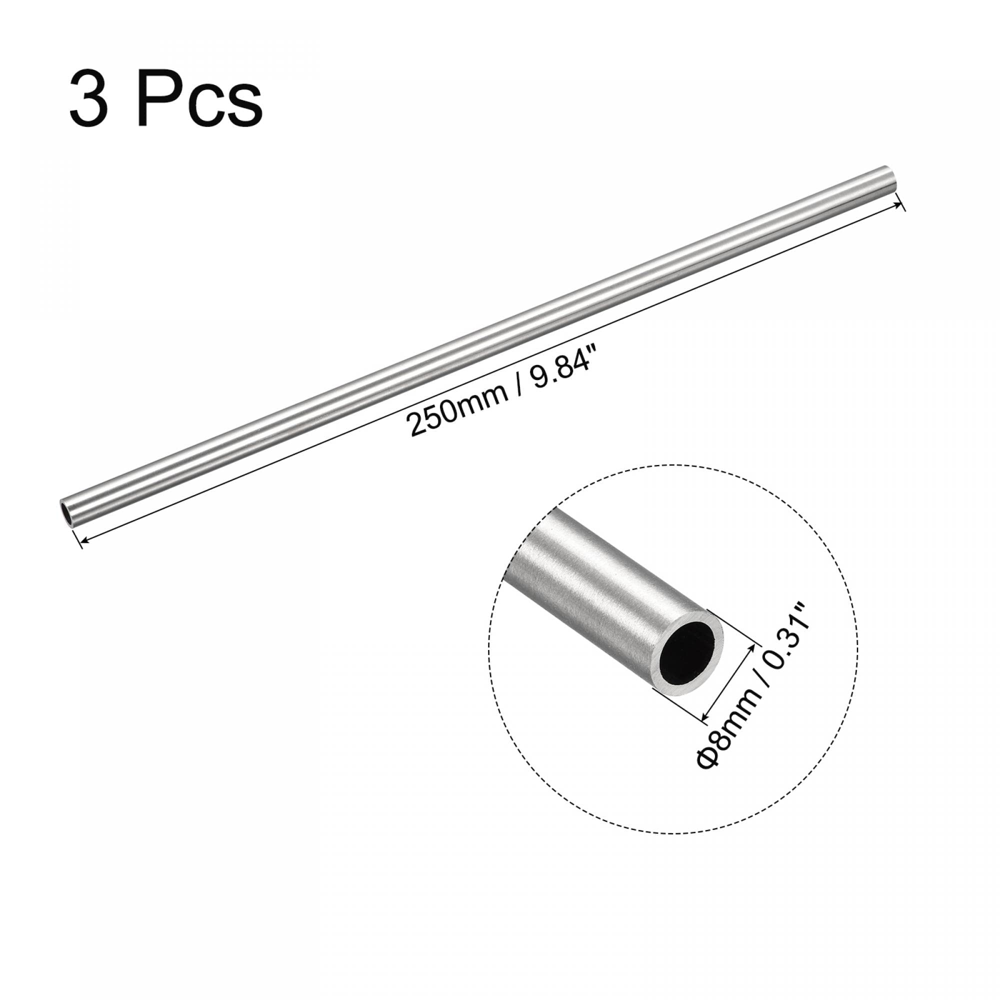 Tube Acier Inox 316 - 8mm Diamètre X 1mm Épaisseur X 250mm Longueur (Lot De 2)