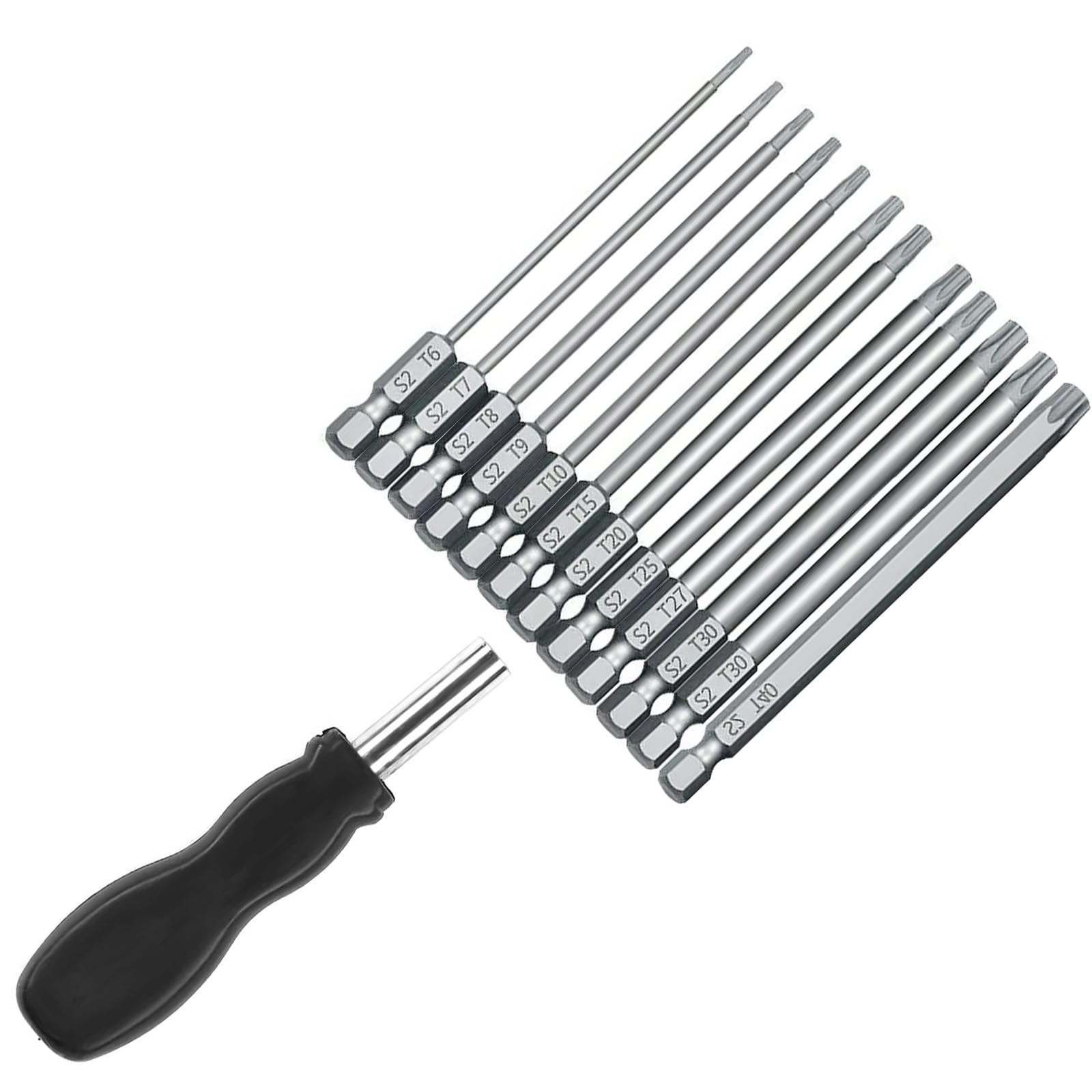 100mm Blossom Head Screwdriver Bit Set 1 / 4inch Hexagonal Security Screwdriver Drill Bit with Handle Industrial Driver
