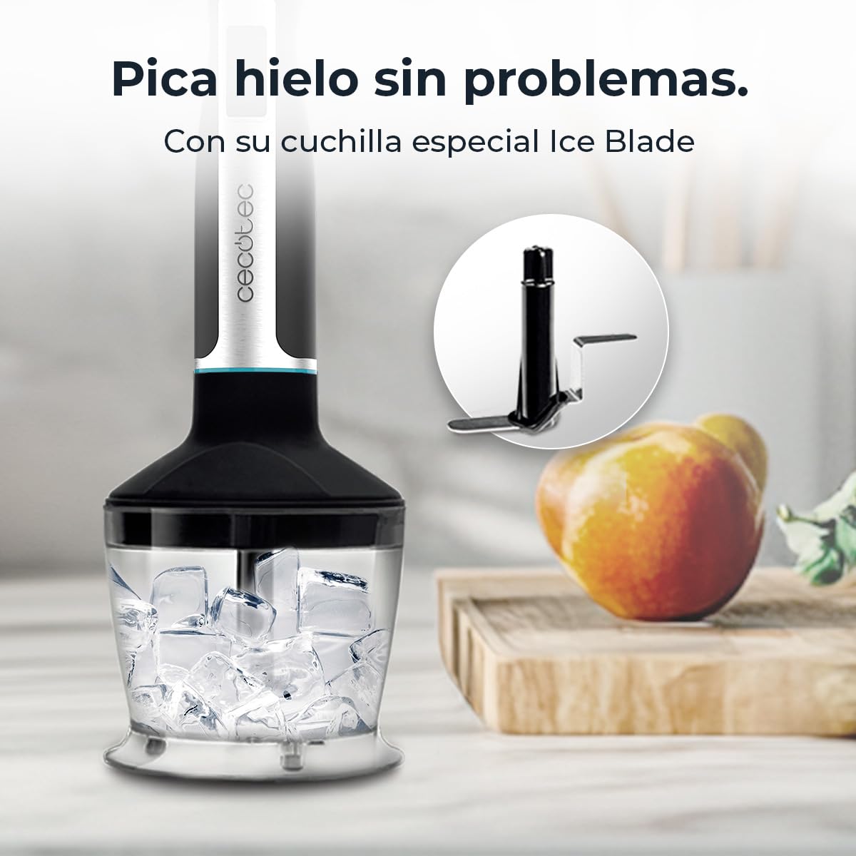 Cecotec Batidora de Mano PowerGear 1500 XL Pro. 1500 W, 21 Velocidades + Turbo, Acero/Silicona, Pie XL, Cuchilla de 4 hojas, Recubrimiento Titanio, Engranaje de Metal, Incluye Accesorios — view 5