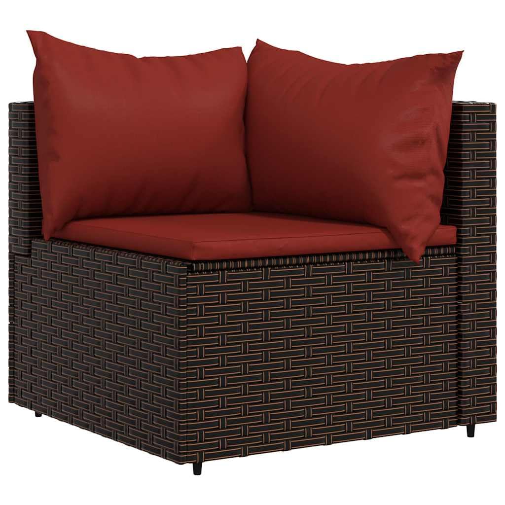 Juego de muebles de jardín con cojines de ratán sintético marrón, juego de muebles de jardín, muebles de terraza, salón de jardín, para terraza, balcón, jardín -A