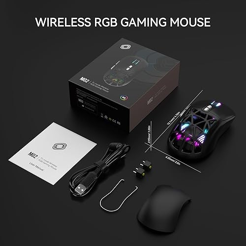Miniatura 7 de FD Mouse inalámbrico para juegos, mouse macro programable RGB recargable, 10000 DPI, trimodo 2.4 GHzBT 5.0 con cable, batería integrada de 3.7 V 500