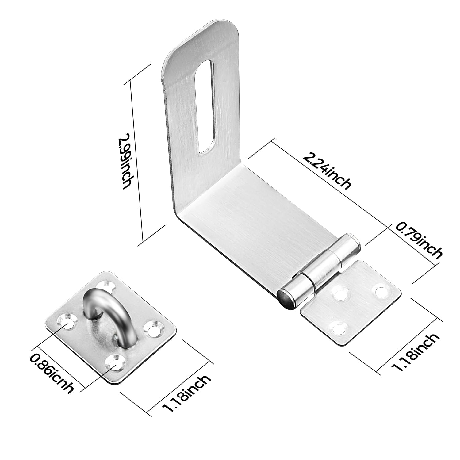 GEMASP Hasp Latch, 90 Degree Solid 304 Stainless Steel File Cabinet Lock Desk GEMASP Drawer Lock, Safe Security Padlock Latch Hasp Lock for Personal Privacy (Large)