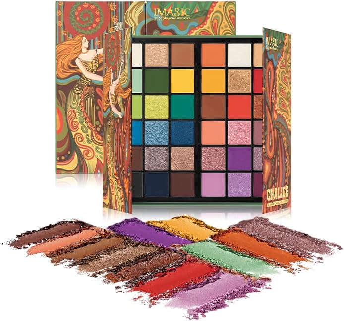 Pro Chalice 36 Color Eyeshadow Palette, 30.8g Eyeshadow Matte Shimmer Finish Make up Palette Highly Pigmented Colorful Powder - Multicolor
