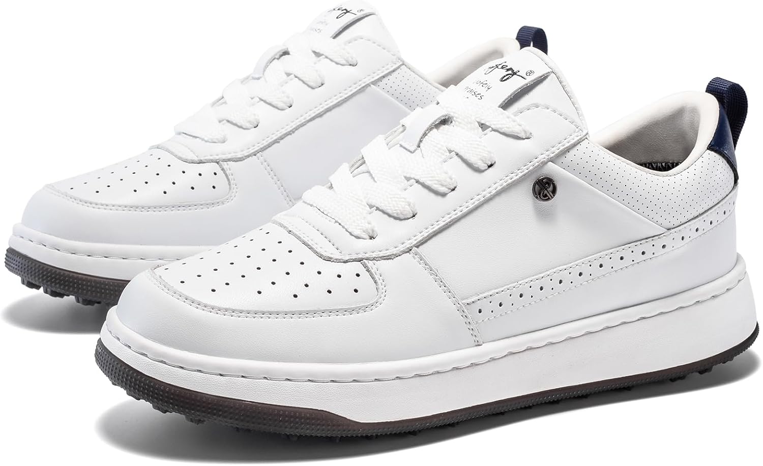 UOFEIY Men's Golf Shoes Spikeless, Water-Resistant Leather Upper, Comfortable Walking Cushion, Rubber Traction Outsole, Breathable Perforated Design, Golf Sneakers - Image 8