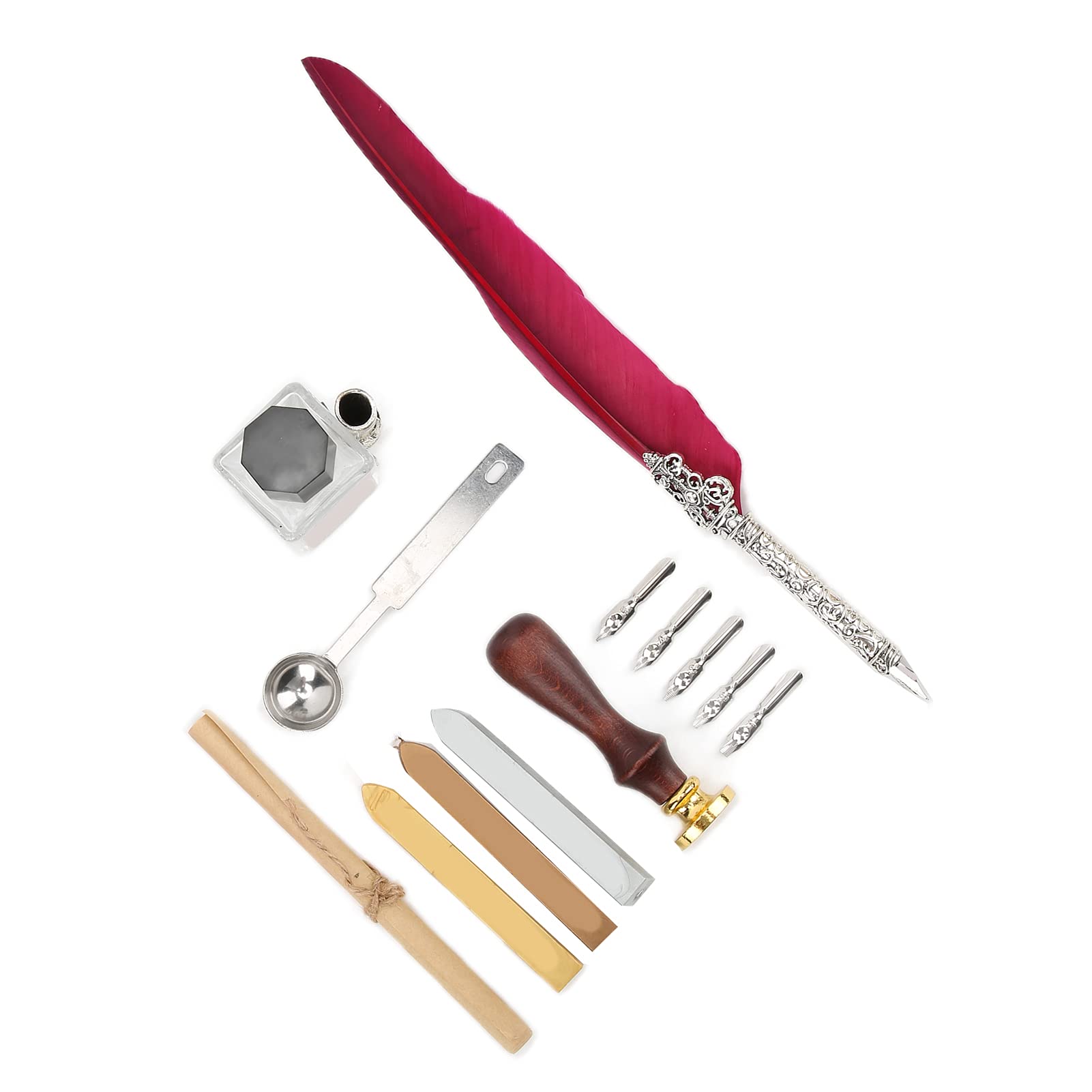 Set di penne Kit di calligrafia per scrittura liscia dal design elegante intagliato per regalo (SFDPS038006 vino rosso)