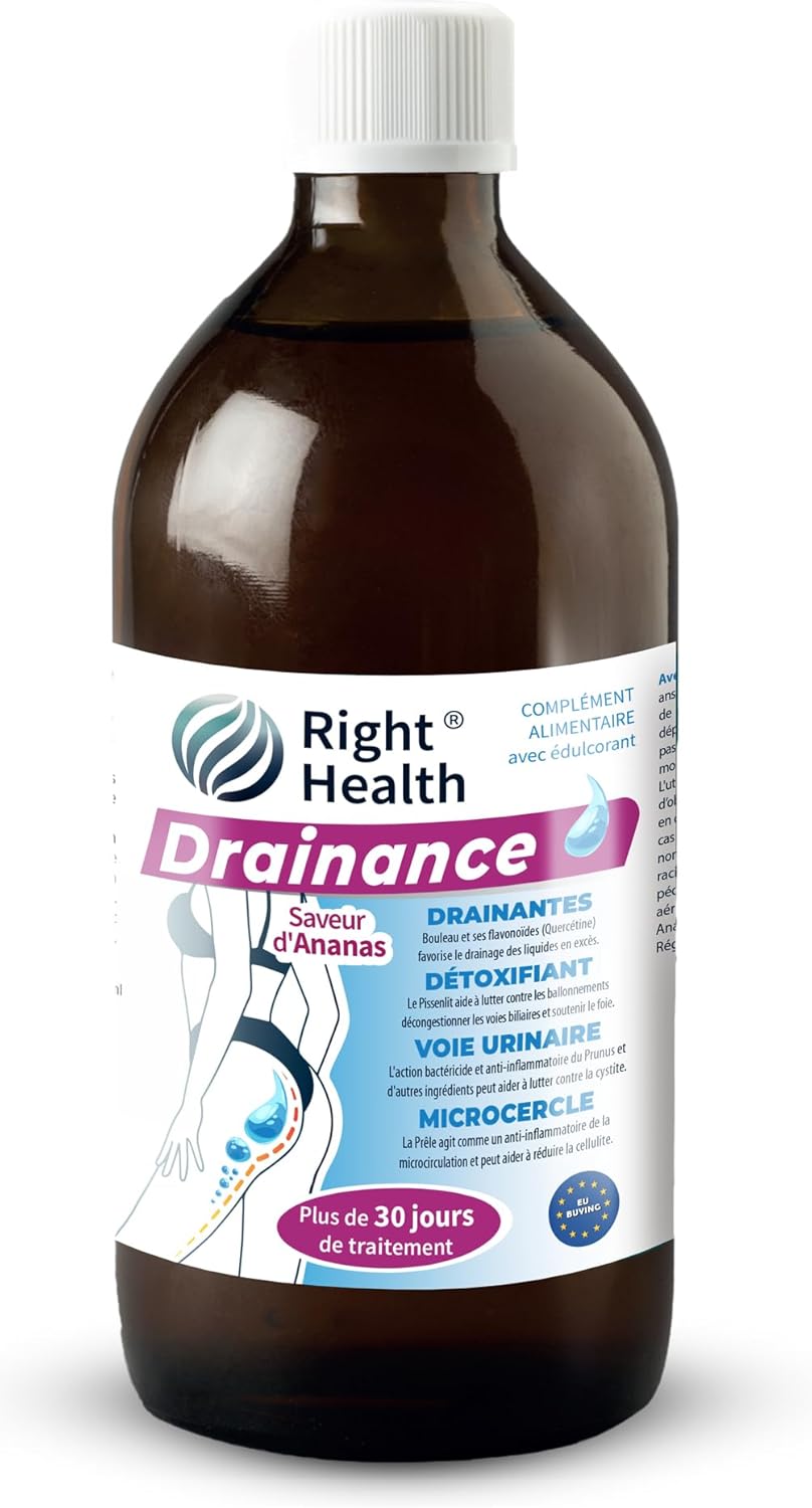 DRAINANCE: Powerful Detox Drainer 500 ml 30 Days Draining Slimming Drink Pineapple Flavour Natural Diuretic Water Retention Detox Liver Elimination Toxins Birch, Dandelion, Prunus, Horsetail
