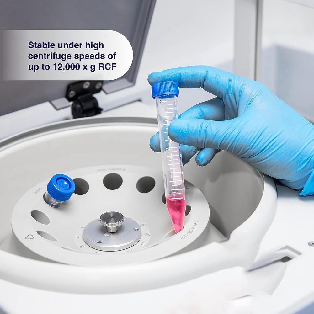 Provette scientifiche coniche da 50 ml, confezione da 50 provette in plastica con tappi a vite, provette sterili da 50 ml con coperchio, riutilizzabili, durevoli