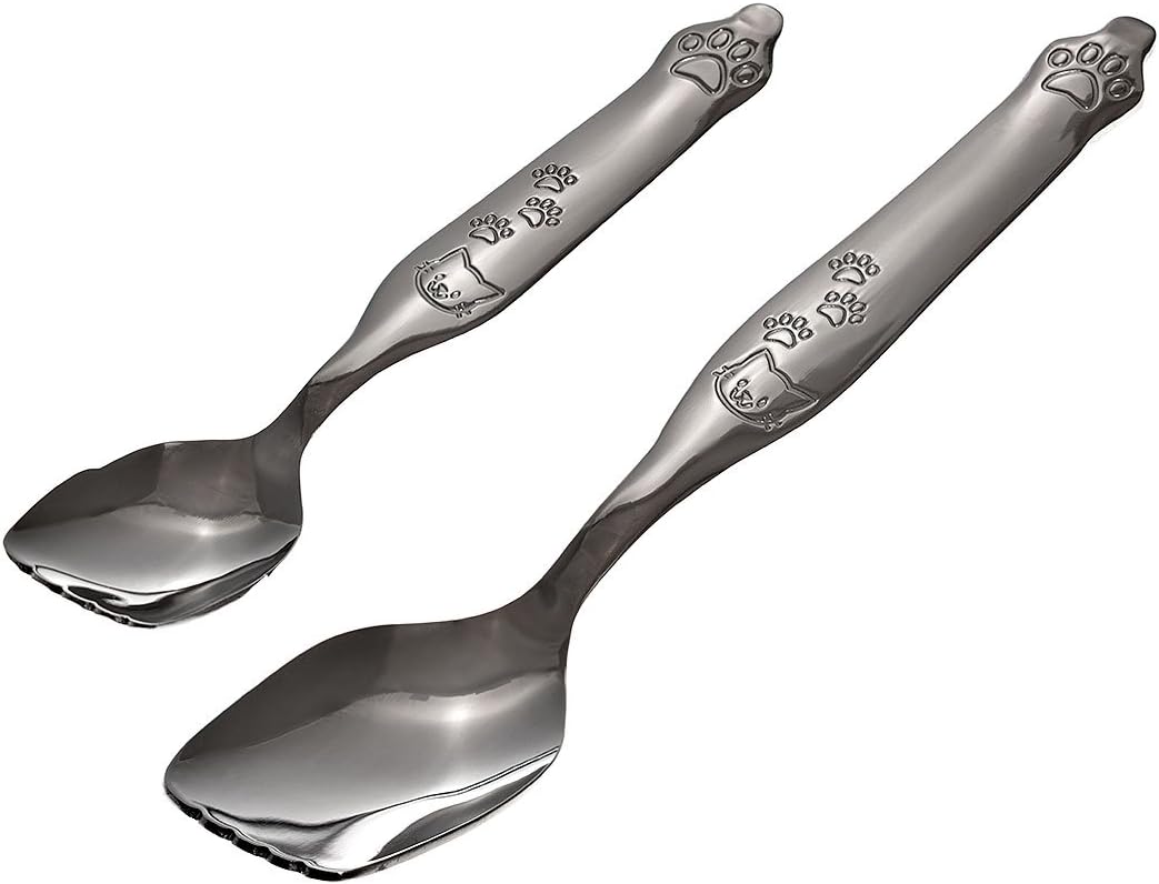 JUSTSWAG ClassiCat Luxury Cat Food Spoon Set - Adult, Kitten, Treat. Premium Stainless Steel Japan - Approved by Cats!
