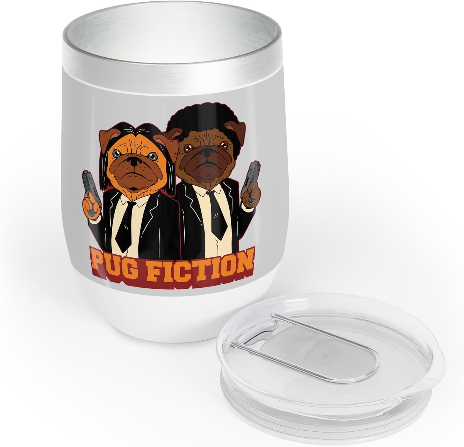 Generic Pug Fiction Insulated Tumblers - 12oz, Gray