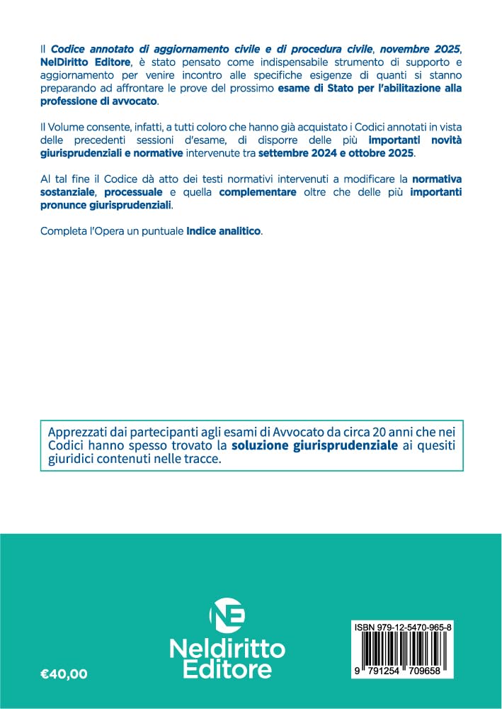 Codice di aggiornamento di diritto civile e procedura civile annotato. Novembre 2025