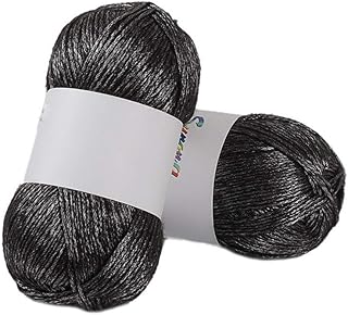 764 Yards Black Metallic Yarn Silver Gold Yarn Glitter Yarn Crochet Yarn Knitting Yarn Nylon Cotton Yarn Silver DIY Crochet Knit Sweater Scarf Hat Wool Yarn 200gram