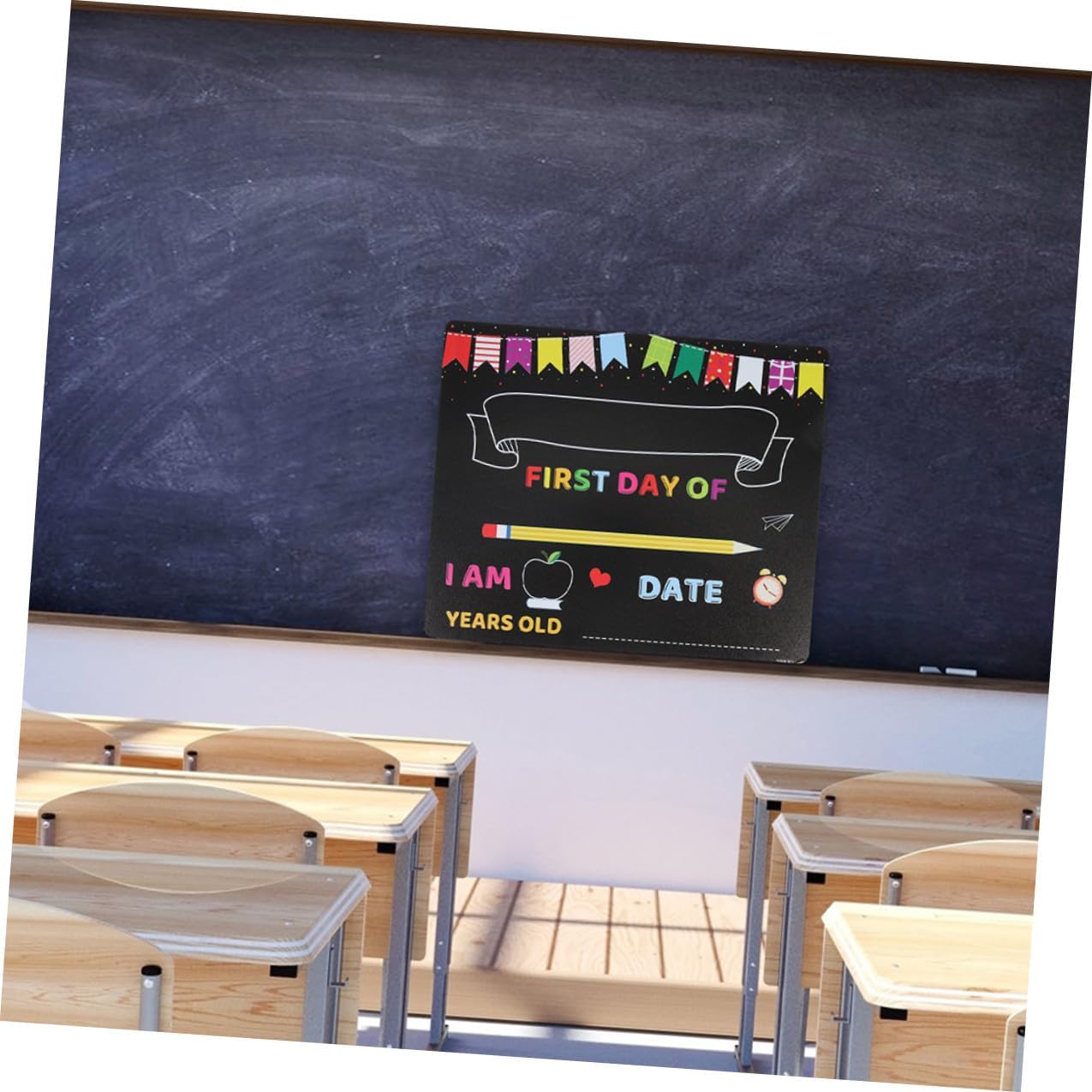 2pcs Writing Chalkboards with PVC Surface, Preschool and Kindergarten School Sign Boards for First Day Photo Props and Classroom Messages