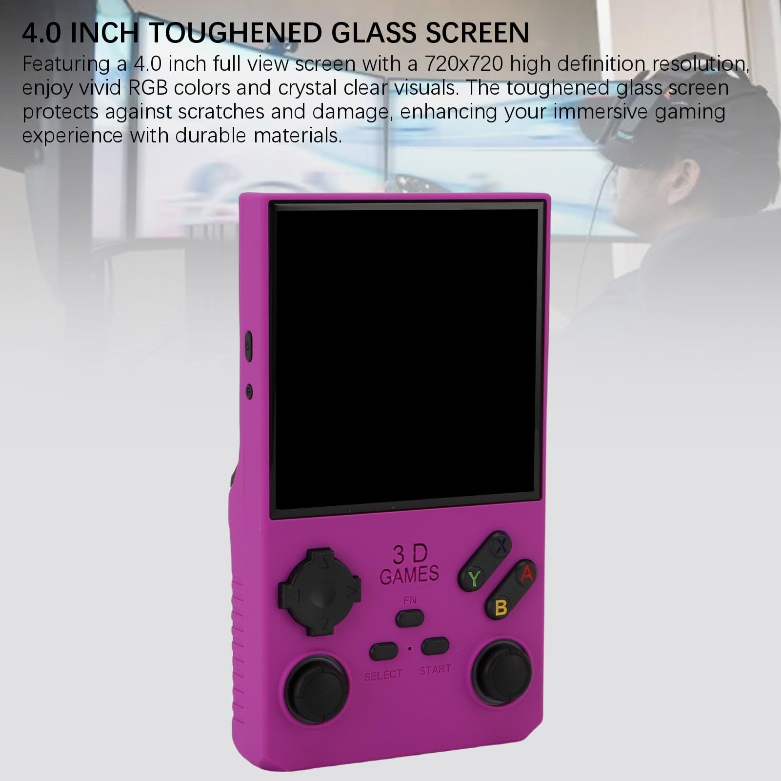 Zunate Console di Gioco Portatile Open Source da 4 Pollici |Altoparlante da 256 GB 8 W Display 720x720 Lettore di Giochi retrò Batteria da 4000 MAh (PURPLE)