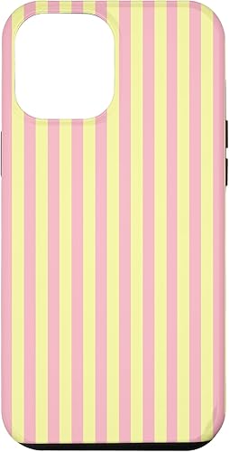 Miniatura 25 de Funda para iPhone 13 con rayas verticales de color amarillo pastel y rosa