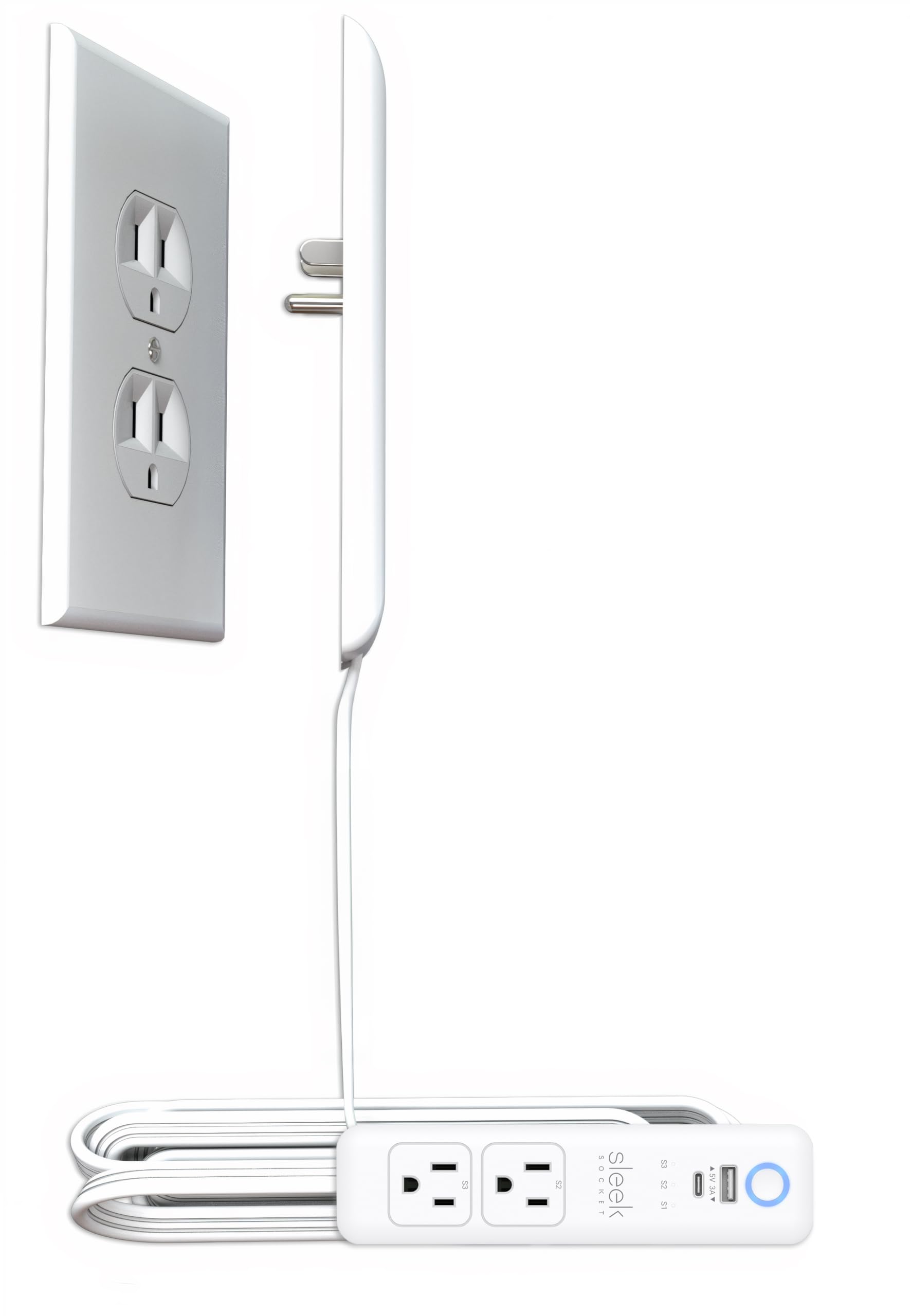 Smart Sleek Socket: Universal Outlet Concealer with Wi-Fi Smart Power Strip