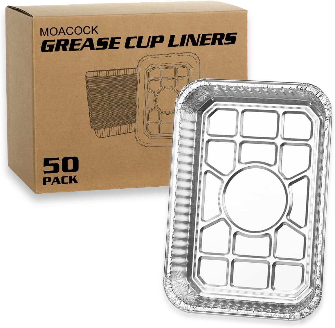 MOACOCK 50Pack Grill Drip Pans Compatible with Weber Grills, Disposable Aluminum Foil Grill Grease Tray, 7.5"x 5" : Patio, Lawn & Garden