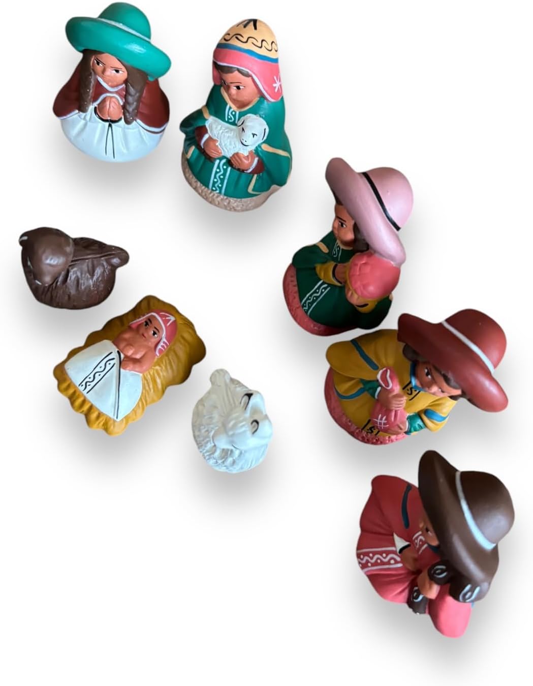 Peruvian Miniature Nativity Set, 2.5", Christmas indoor, Xmas decoration, Figurines for the holiday season, ceramic