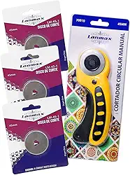 Cortador Rotativo Circular 45mm + 3 Lâminas Extra – Precisão e Conforto para seus Projetos