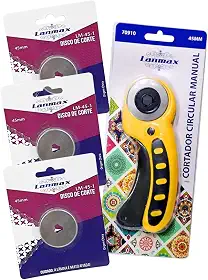 Cortador Rotativo Circular 45mm + 3 Lâminas Extra – Precisão e Conforto para seus Projetos