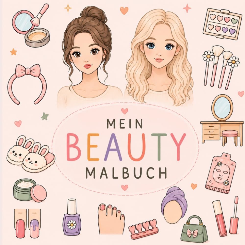 Beauty Malbuch für Mädchen ab 4 Jahren: Süßes Ausmalbuch mit Schminke, Beauty, Fashion & kreativen Motiven | Kreativer Ausmalspaß für kleine Beauty-Fans | 4–8 Jahre (Malbücher für Kinder)