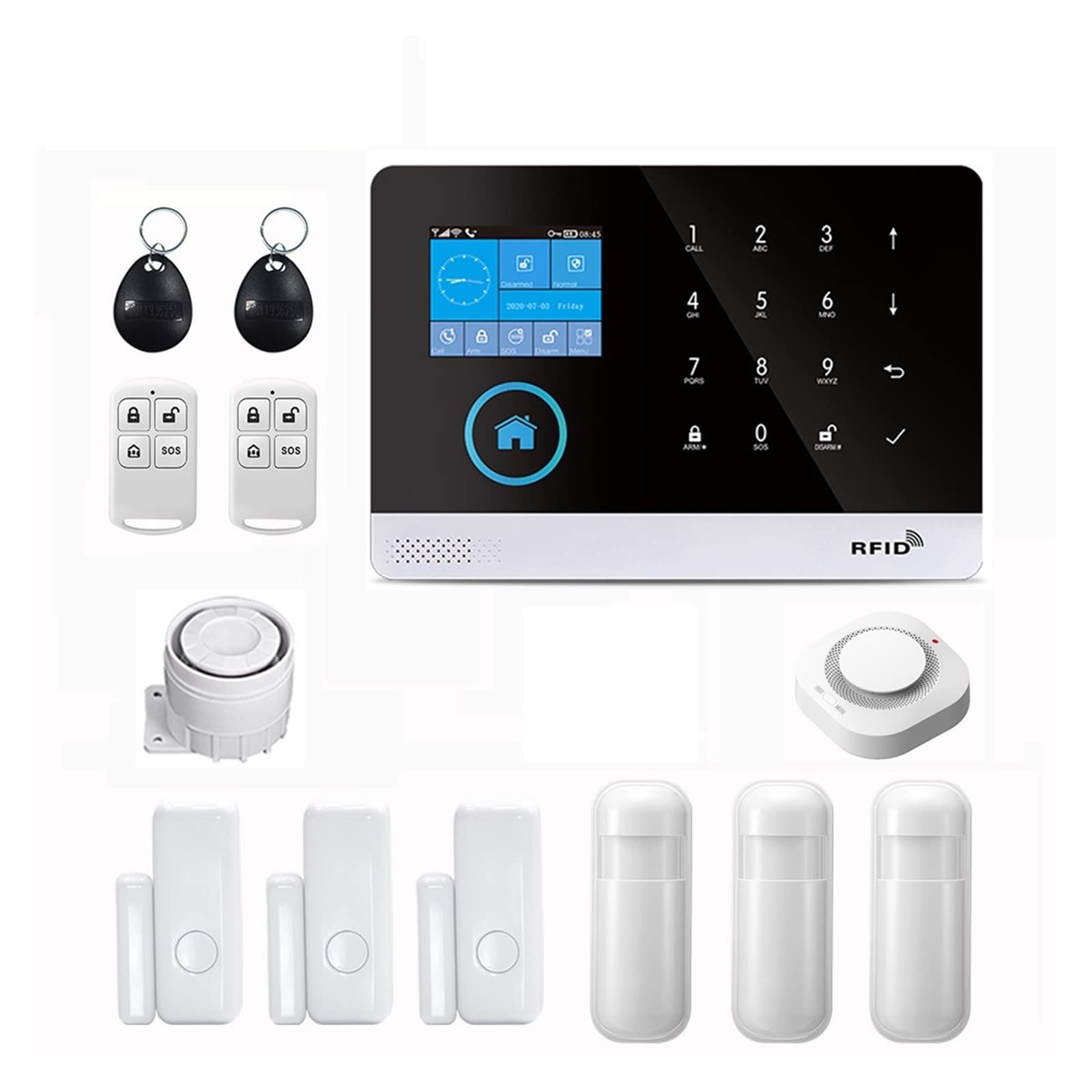 Sistema de Alarma, PG-103 Alarma inalámbrica gsm con Detector de Metales Ventana Puerta Sensor Smart Home Kit Seguridad for la aplicación Tuya(gsm-Set C)
