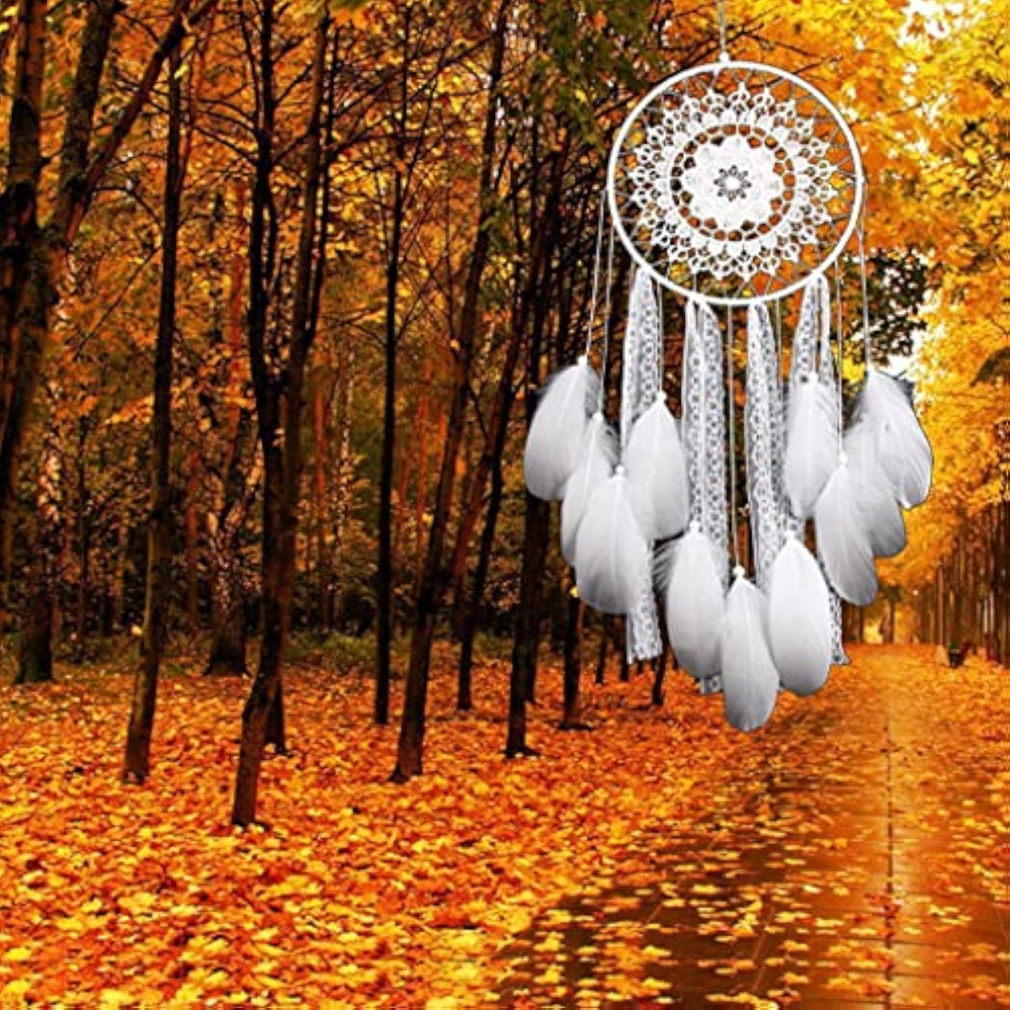 Creative Traditional Lace Feather Charm Dream Catcher Decor