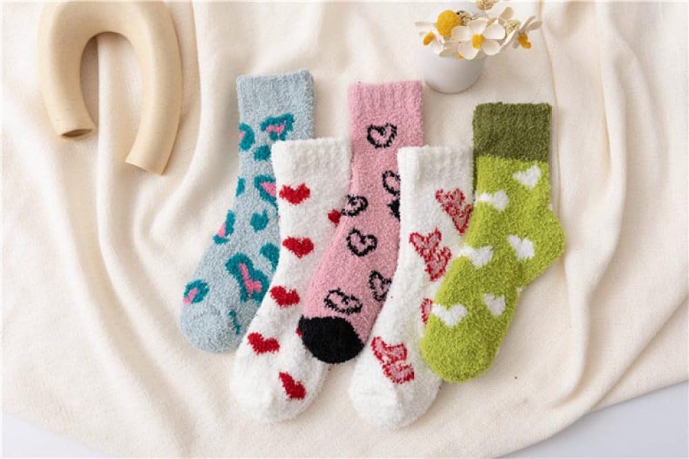 Calzini Termici 3 Paia Caldi Calzini Da Letto Invernali for Donne E Ragazze, Calzini Da Pantofola Comfort Con Cuore Innamorato Calzini Spessi Invernali Fuzzy Soffici Calzini Da Pavimento Casual Causal